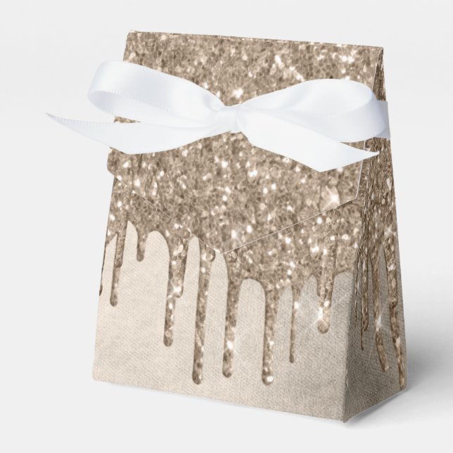 Taupe-Glitzer | Champagne Gold Drizzle Geschenkschachtel (Vorderseite)