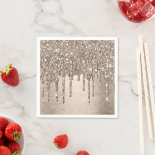 Taupe-Glitzer Champagne Gold Drizzle Serviette