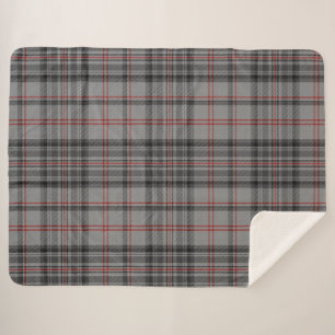 Taupe Gray Black Red Tartan Kariert Sherpadecke