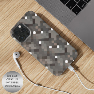 Taupe Gray Brown Black Midcent Pixel Pattern iPhone 13 Pro Max Hülle