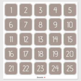 Taupe Gray Customizable Square Number Stickers Aufkleber