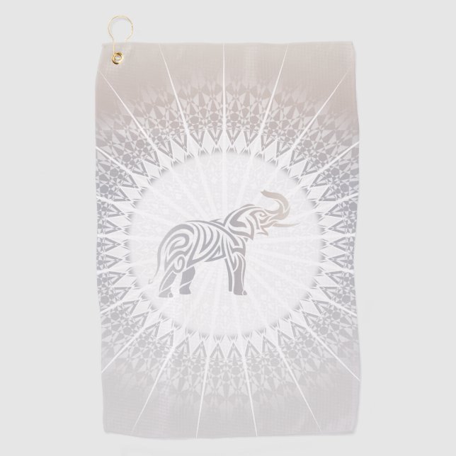 Taupe Gray Elephant Mandala Golfhandtuch (Vorderseite)