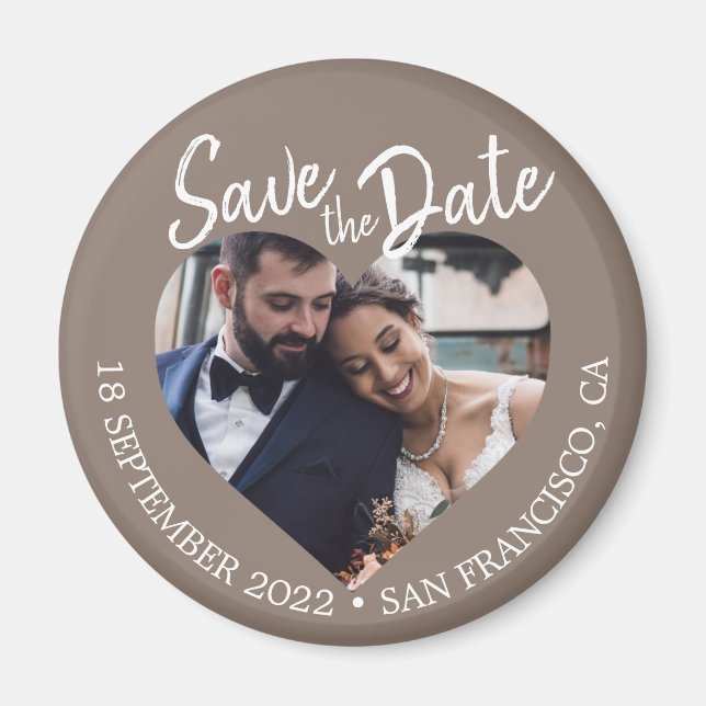 Taupe Gray Photo Modern Script Save the Date Magnet (Vorne)