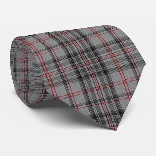 Taupe Gray Red Kariert Tartan Flannel Krawatte (Gerollt)