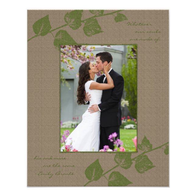 Taupe Green Blätter Portrait Foto Template (Vorne)