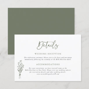 Taupe Green Minimailist Bouquet Wedding Details Begleitkarte