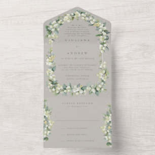 Taupe/Greige Snowberry + Eucalyptus nur für den Em All In One Einladung