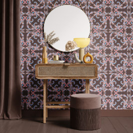 Taupe Grey Baroque Ornamental Design Tapete