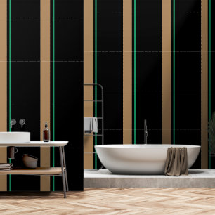 Taupe + grüner vertikaler Streifen schwarz Tapete