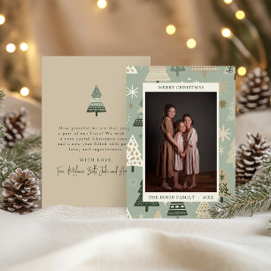 Taupe Hand bemalten Weihnachtsbaumen und Foto Feiertagskarte