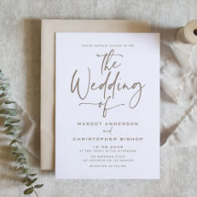 Taupe Hand Lettered Calligrafy Wedding