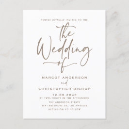 Taupe Hand Lettered Calligraphy Boho Wedding Einladungspostkarte