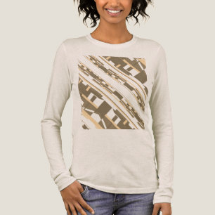 Taupe Hellbraun Südwest-Look Schräges Kunstmotiv Tri-Blend Shirt