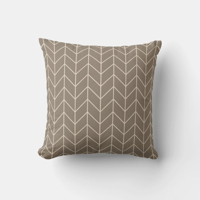 Taupe Herringbone Throw Pillow Kissen (Vorderseite)