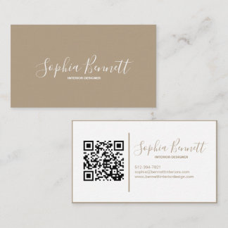 Taupe I Moderne & Minimalistische QR-Code-Visitenk Visitenkarte