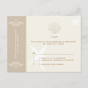 Taupe Ivory Destination Beach Wedding UAWG Einladungspostkarte