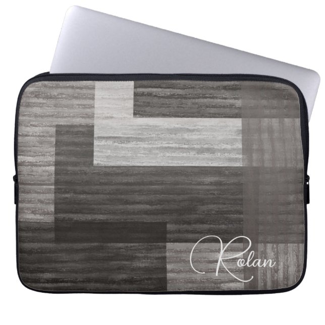 Taupe Jean patch Work Imitate Burlap Laptopschutzhülle (Vorderseite)