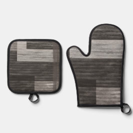 Taupe Jean patch Work Imitate Burlap Ofenhandschuh & Topflappen-Set