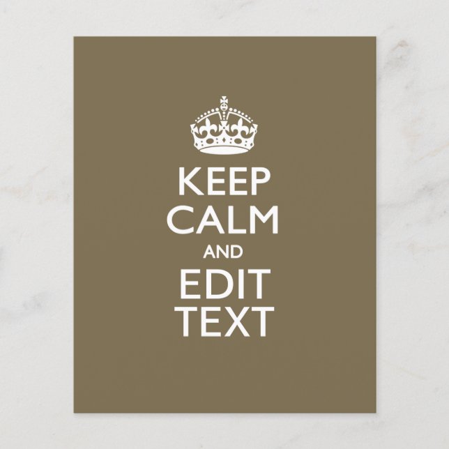 Taupe Kaffee Behalte Ruhe und Ihren Text leicht Flyer (Vorne)