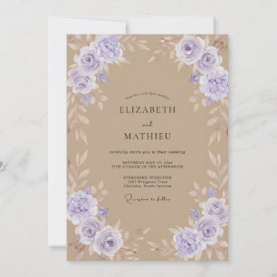 Taupe-Lavendel-Rosen-Hochzeit Einladung
