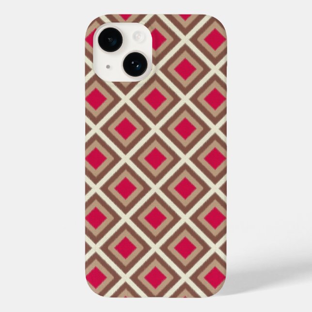Taupe, leichte Taupe, Hot Pink Ikat Diamonds STayl Case-Mate iPhone Hülle (Rückseite)