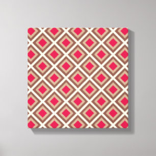 Taupe, leichte Taupe, Hot Pink Ikat Diamonds STayl Leinwanddruck