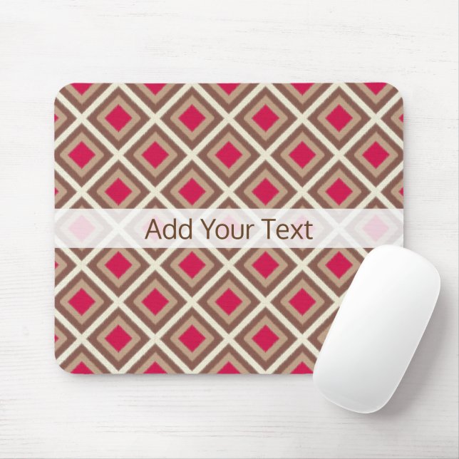 Taupe, leichte Taupe, Hot Pink Ikat Diamonds STayl Mousepad (Mit Mouse)