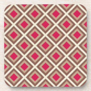Taupe, leichte Taupe, Hot Pink Ikat Diamonds STayl Untersetzer