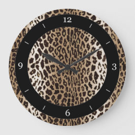 Taupe-Leopard-Tierdruck Große Wanduhr