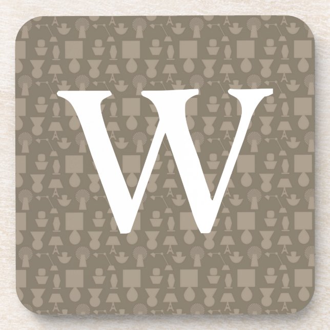 Taupe Light mit individuellem Monogramm Untersetzer (Vorderseite)
