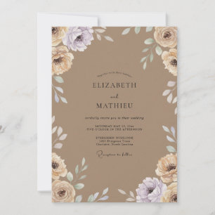 Taupe Lila Ranunculus Eucalyptus Hochzeit Einladung