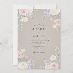 Taupe Lila Wisteria Hochzeit Einladung
