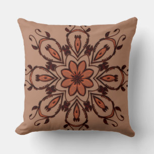 Taupe/Melon Mandala Reversible Pillow Kissen