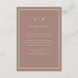 Taupe Minimal Chic Border | Wedding Guest Details Begleitkarte