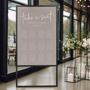 Taupe Minimal Script Brautparty Seating Chart Poster
