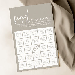 Taupe Minimalistisch Brautparty Guest Bingo Game