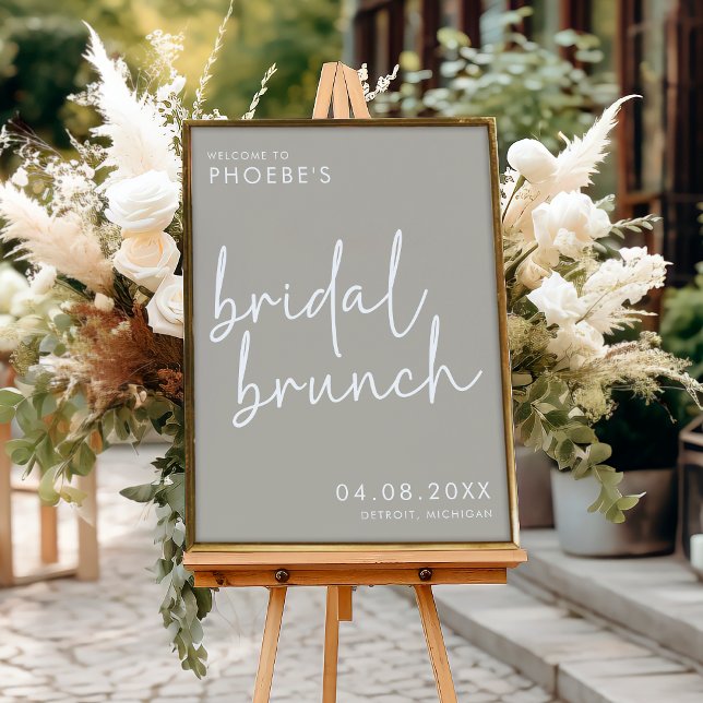 Taupe Minimalistisch Bridal Brunch Willkommensschi Poster (Von Creator hochgeladen)