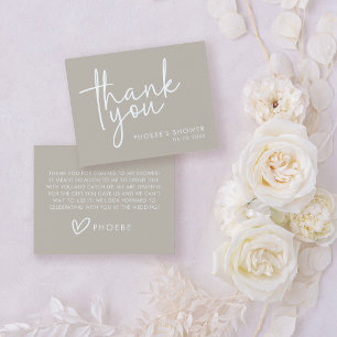 Taupe Minimalistisch Script Brautparty Flat Dankeskarte