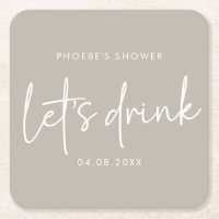 Taupe Minimalistisch Script Brautparty Untersetzer
