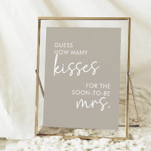 Taupe Minimalistisch Script Wie viele Kisses Game Poster
