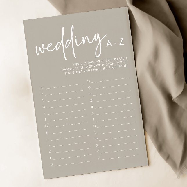 Taupe Minimalistisches Brautparty Hochzeit A-Z Gam (Von Creator hochgeladen)