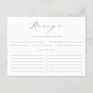 Taupe Minimalistisches Brautparty Rezept Karte