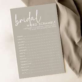 Taupe Minimalistisches Brautparty Word Scramble Ga
