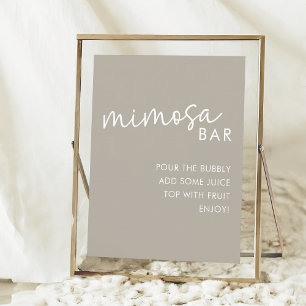 Taupe Minimalistisches Script Brautparty Mimosa Ba Poster