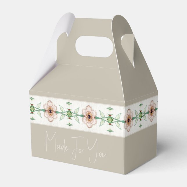 Taupe mit Pfirsichblume Geschenkschachtel (Vorderseite)