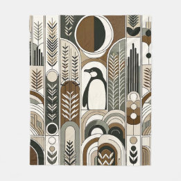 Taupe Mocha Abstrakt Gran Arcs Pattern Pinguin Fleecedecke