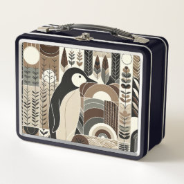 Taupe Mocha Elfenbeinpinguin in Pflanze des Grabwa Metall Brotdose