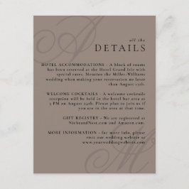 Taupe Modern Edge Elegant Monogram Details Begleitkarte