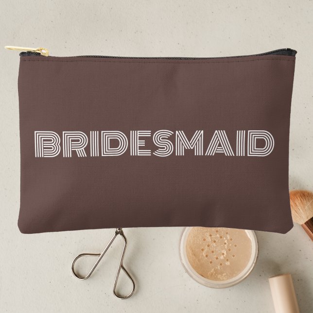 Taupe Modern Typografie Bridesmaid Zubehörtasche (In Situ Makeup)