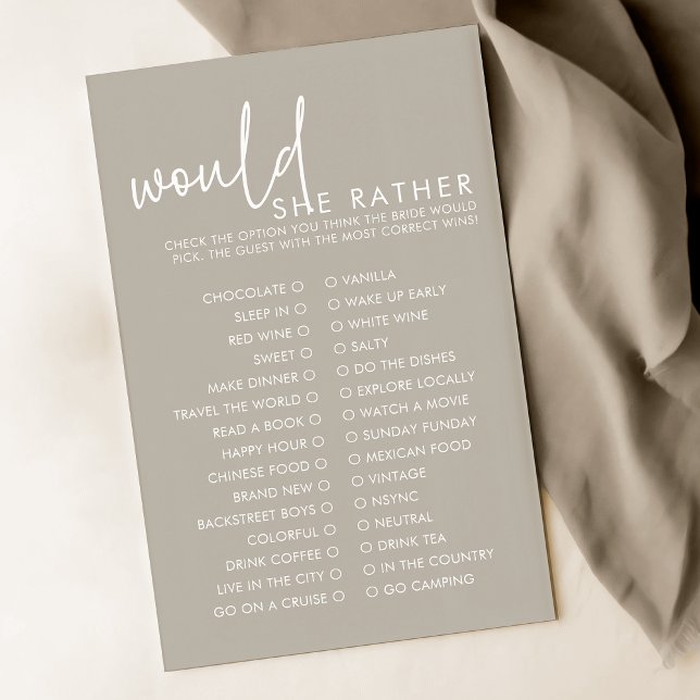 Taupe Modern würde sie eher Brautparty-Spiel (Von Creator hochgeladen)